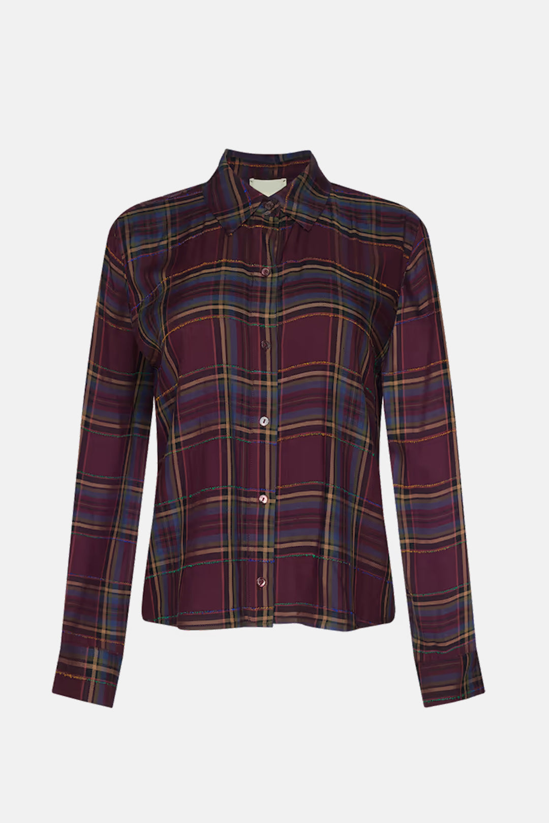 Suzette Hi Low Shirt Dark Plum Multi Plaid
