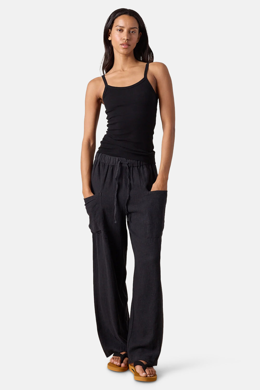 Sydney Wide Leg Linen Viscose Pant Black