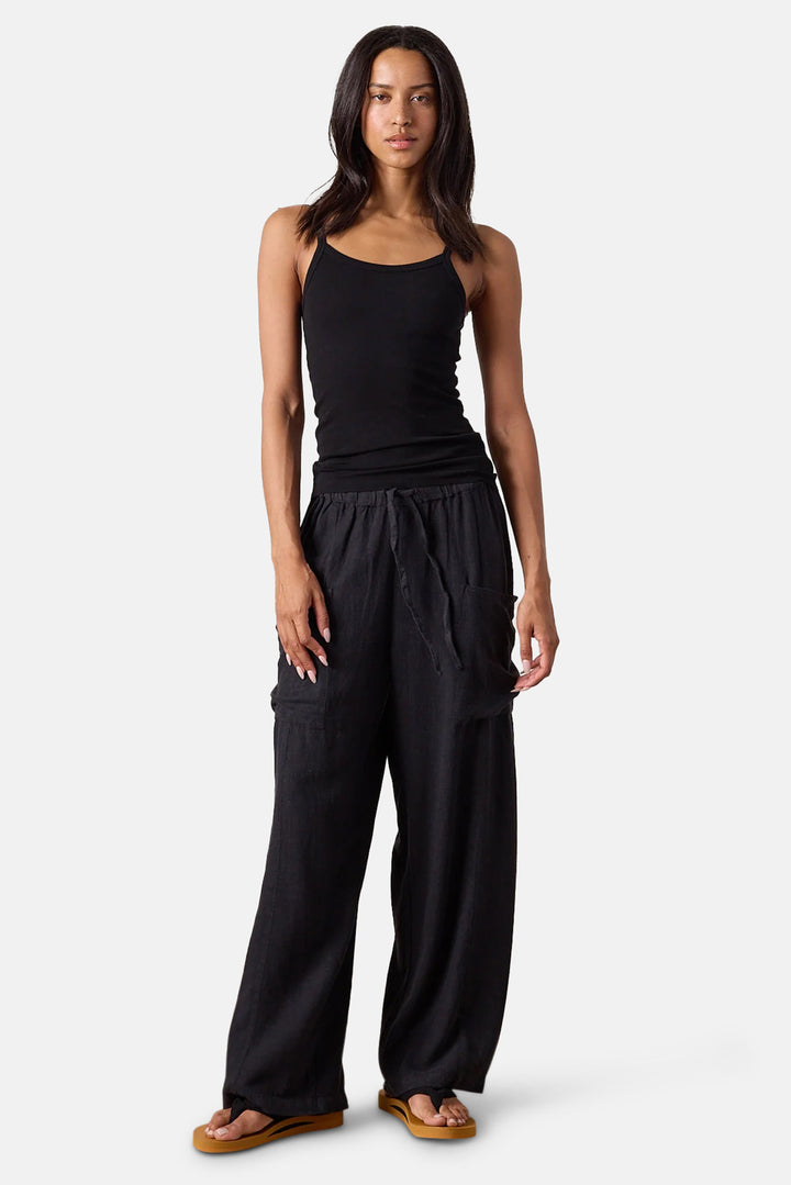 Sydney Wide Leg Linen Viscose Pant Black