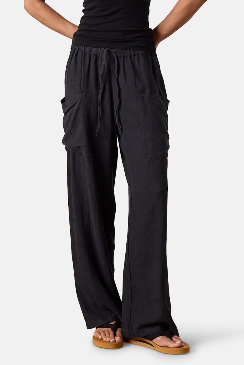 Sydney Wide Leg Linen Viscose Pant Black