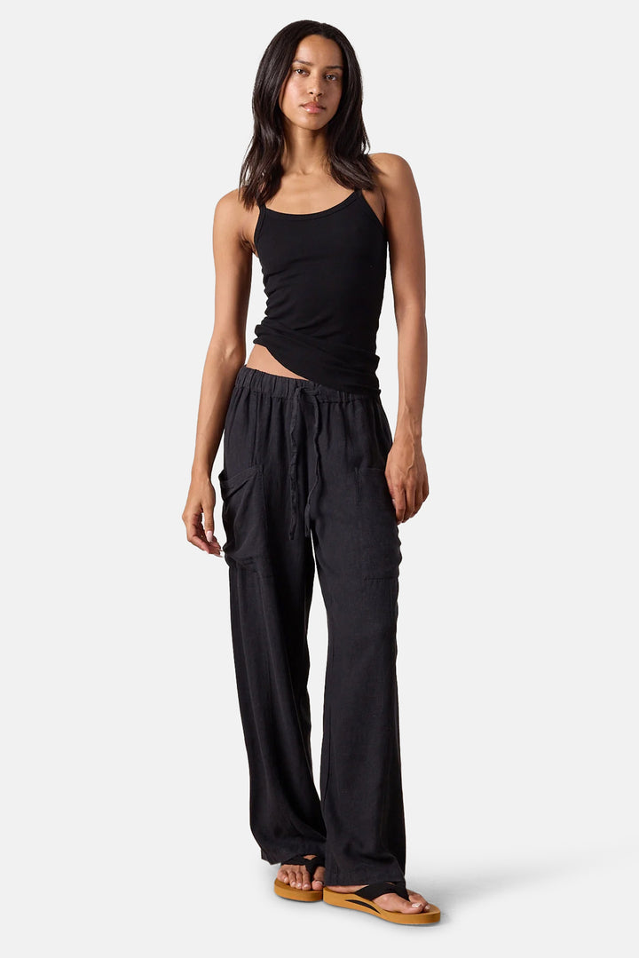 Sydney Wide Leg Linen Viscose Pant Black