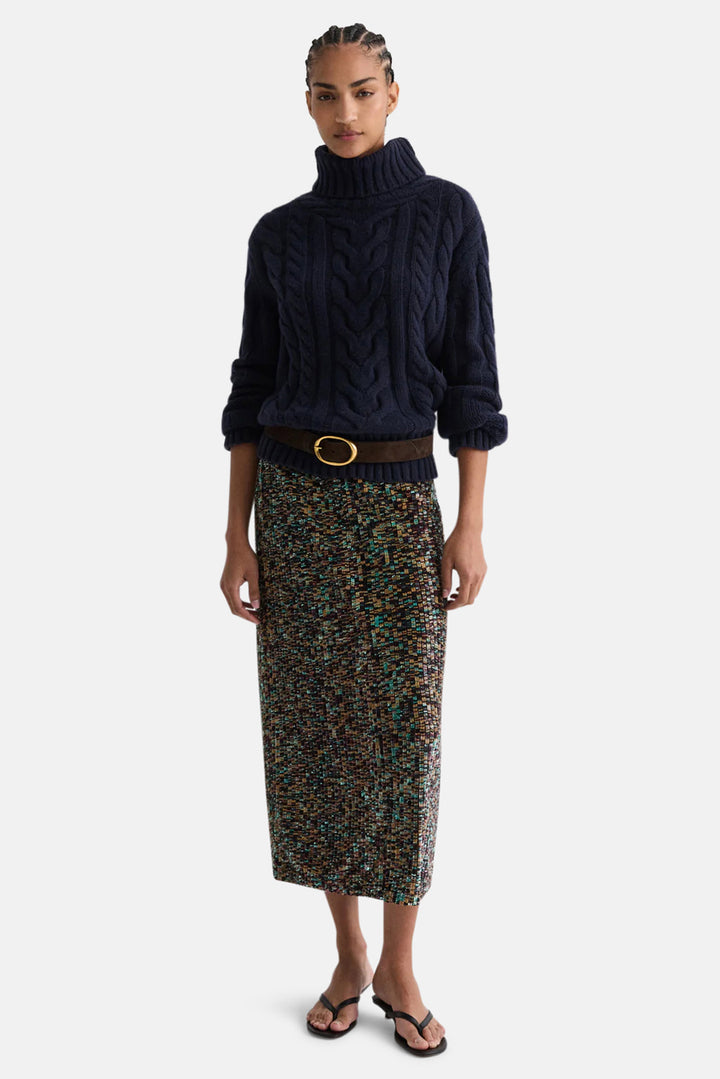 Sylkie Skirt In Sequin Abstract Dark Chocolate