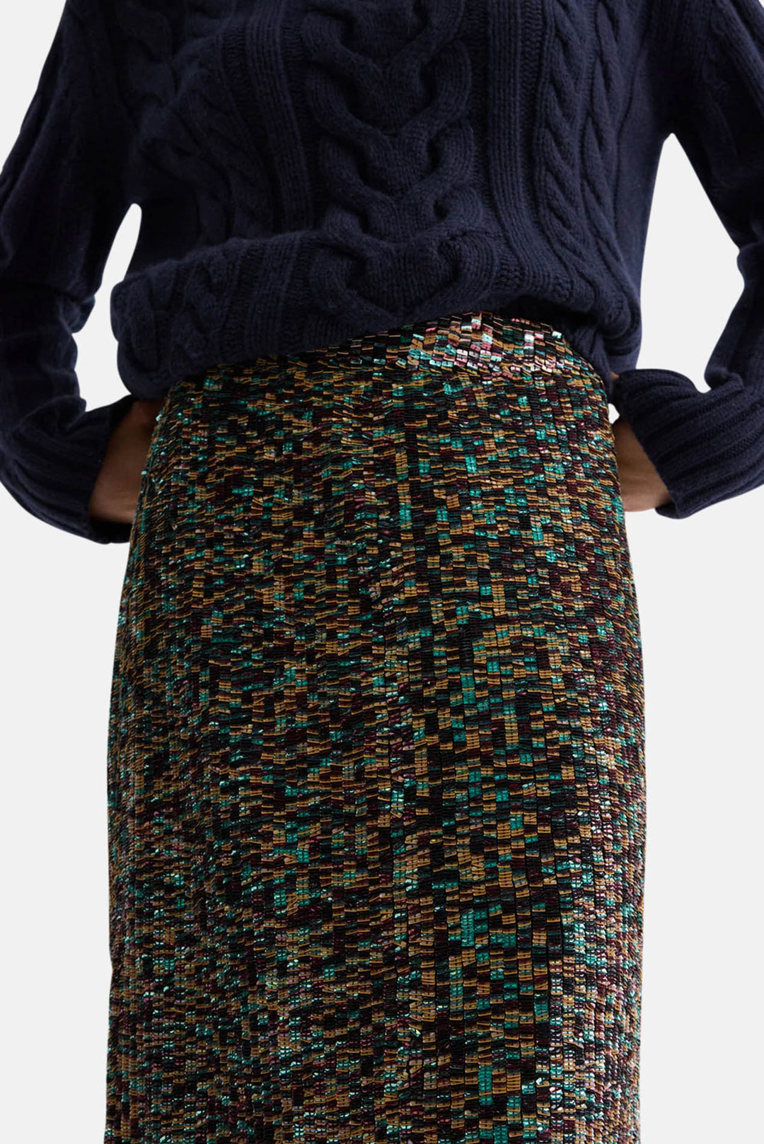 Sylkie Skirt In Sequin Abstract Dark Chocolate