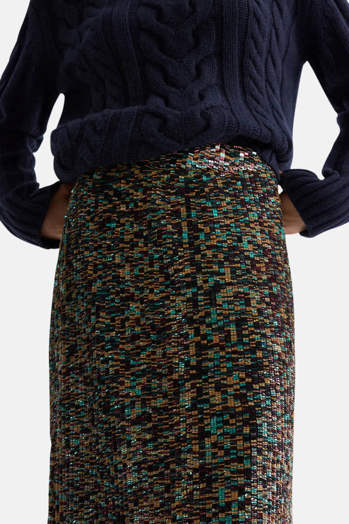 Sylkie Skirt In Sequin Abstract Dark Chocolate
