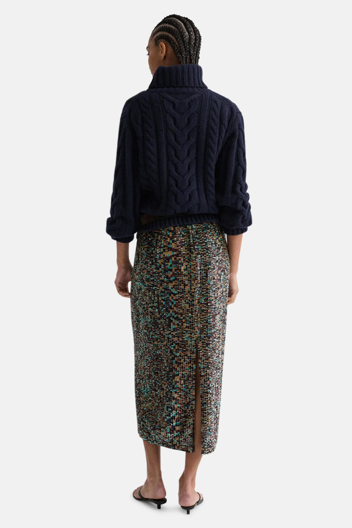 Sylkie Skirt In Sequin Abstract Dark Chocolate
