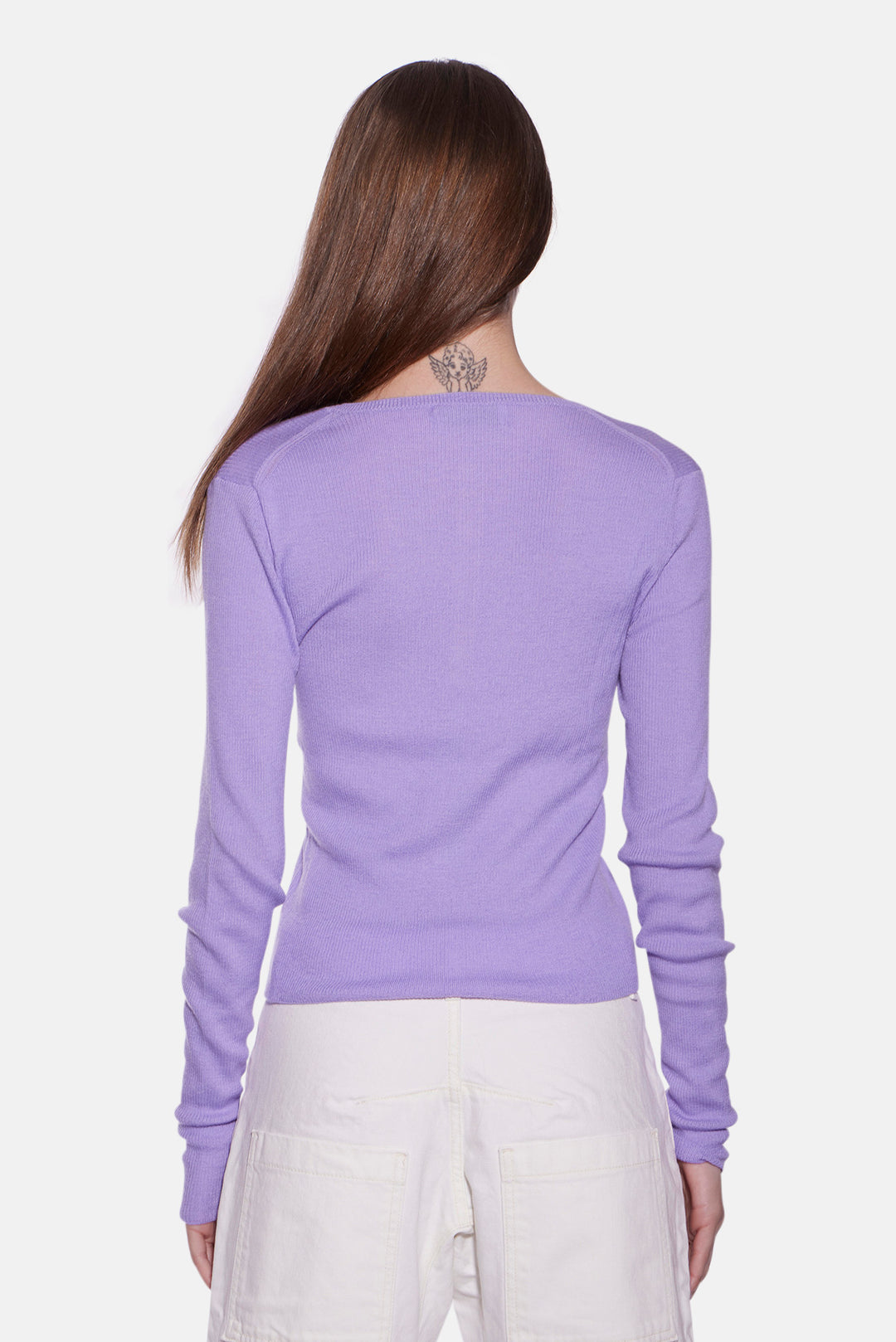 Sylvia Cashmere Henley Sweater Purple
