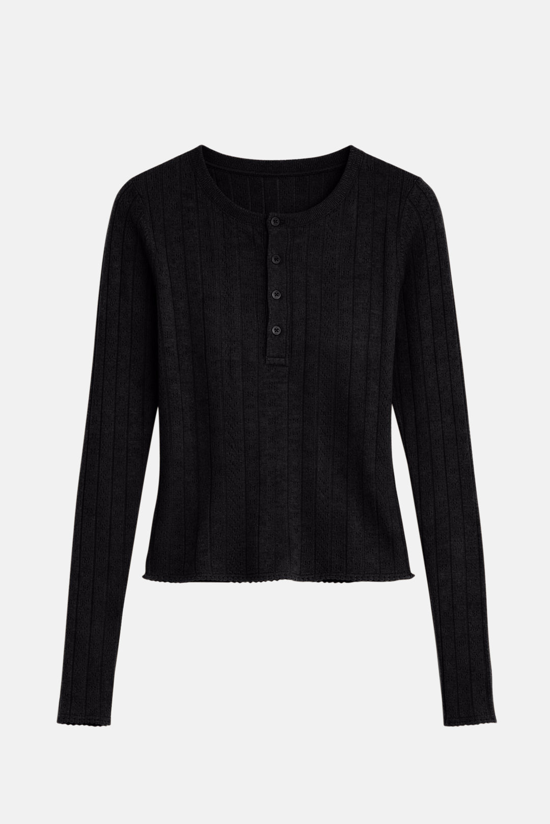 Sylvia Pointelle Henley Black