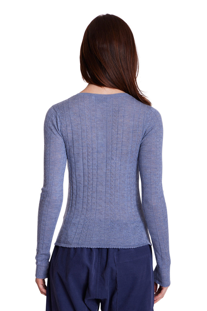 Sylvia Pointelle Henley Blue