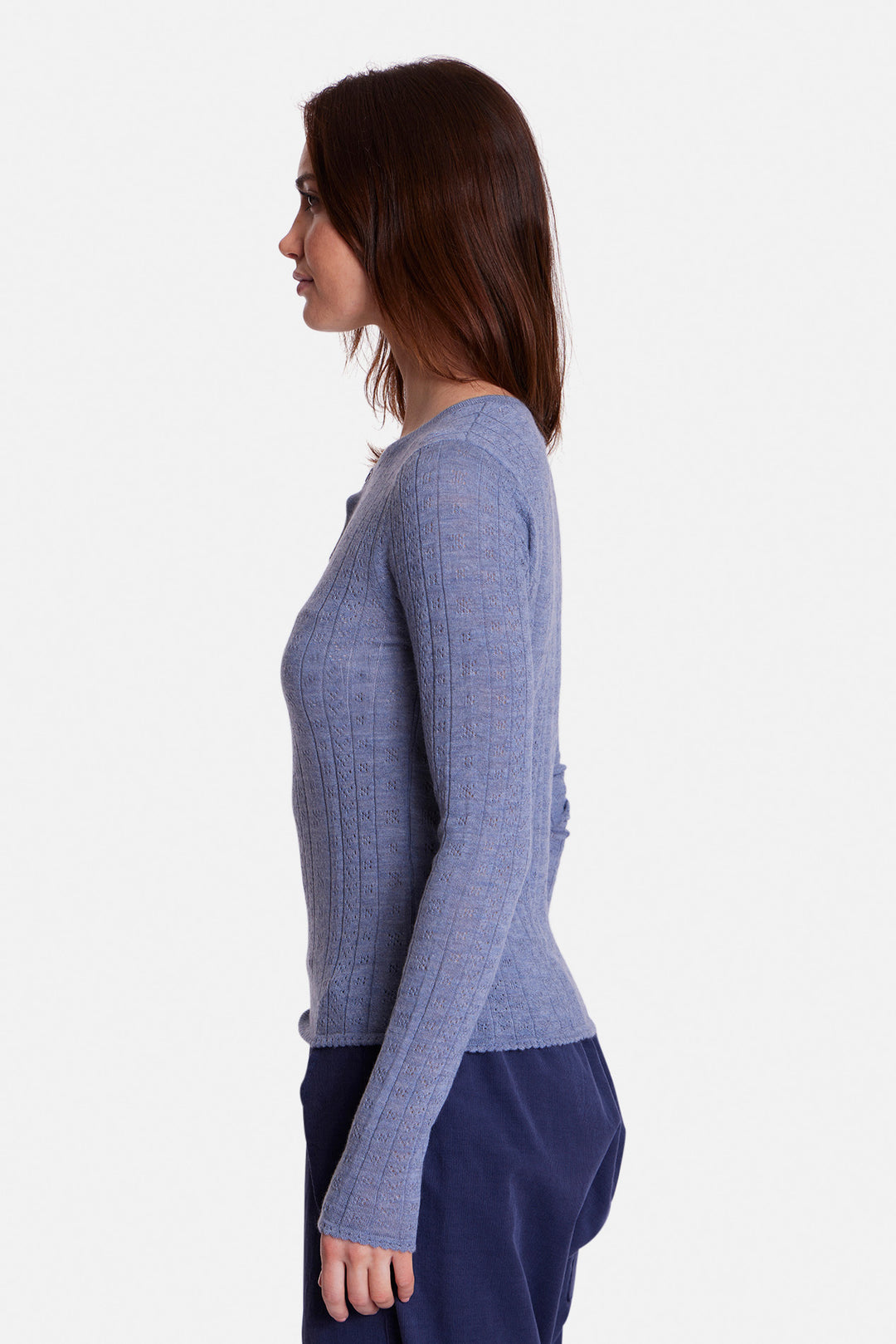 Sylvia Pointelle Henley Blue