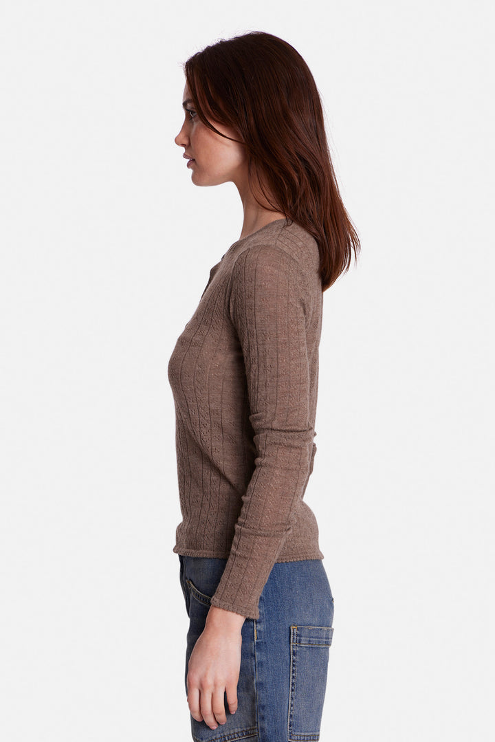 Sylvia Pointelle Henley Coffee