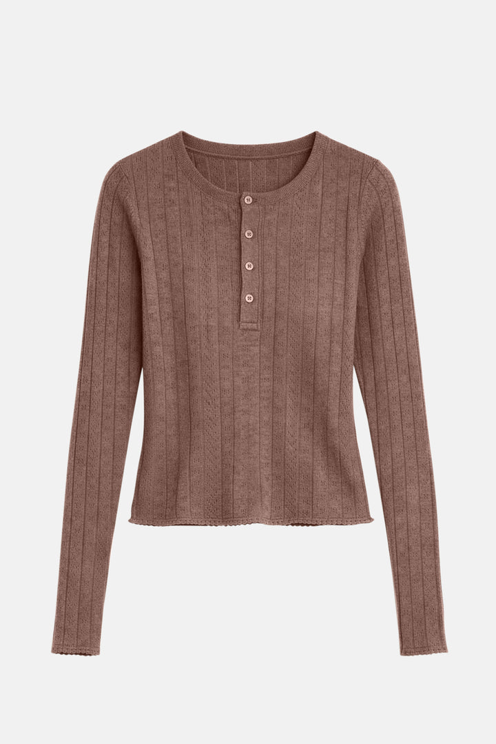 Sylvia Pointelle Henley Coffee