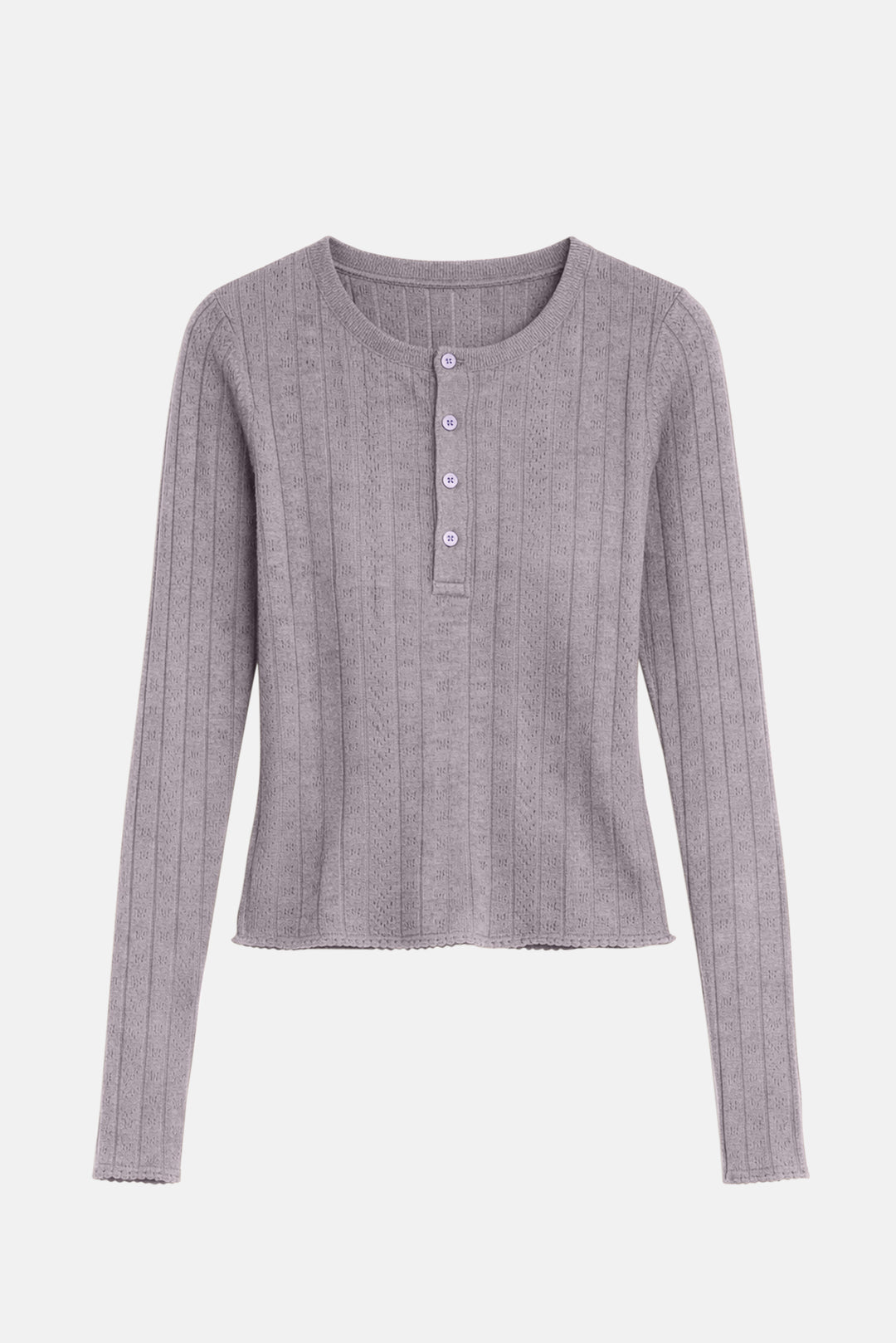 Sylvia Pointelle Henley Heather Grey