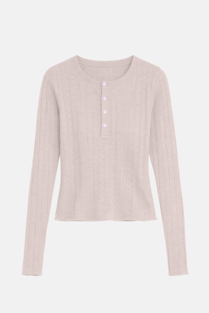 Sylvia Pointelle Henley Ivory