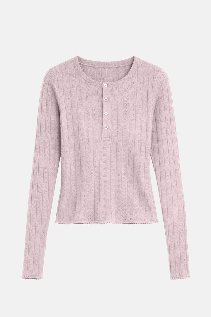 Sylvia Pointelle Henley Pink