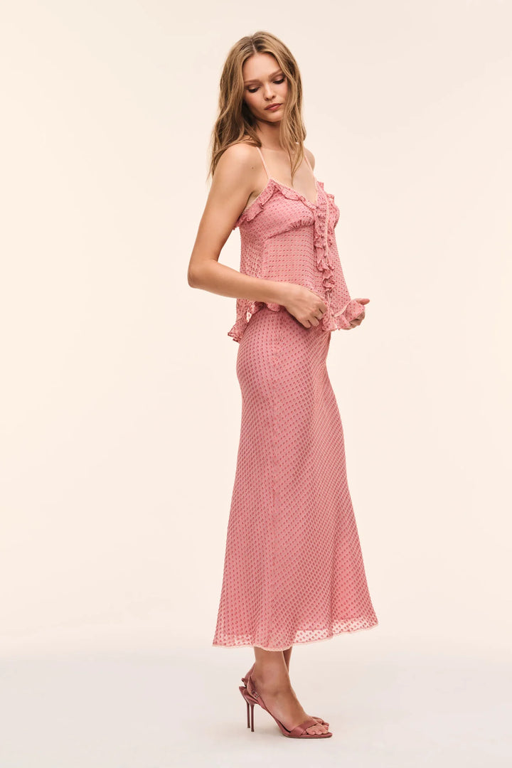 Mariem Silk Swiss Dot Skirt Orchid Blush
