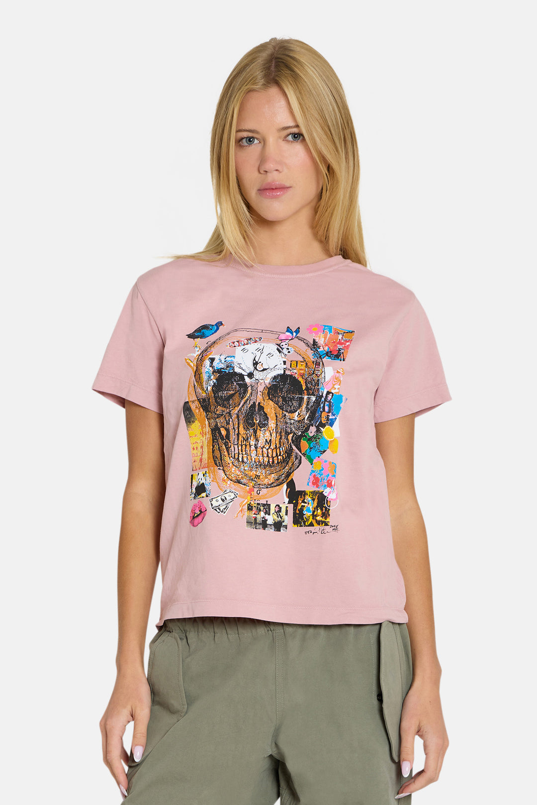 Women's Peter Tunney 'Miss You' Skull Tee Mauve