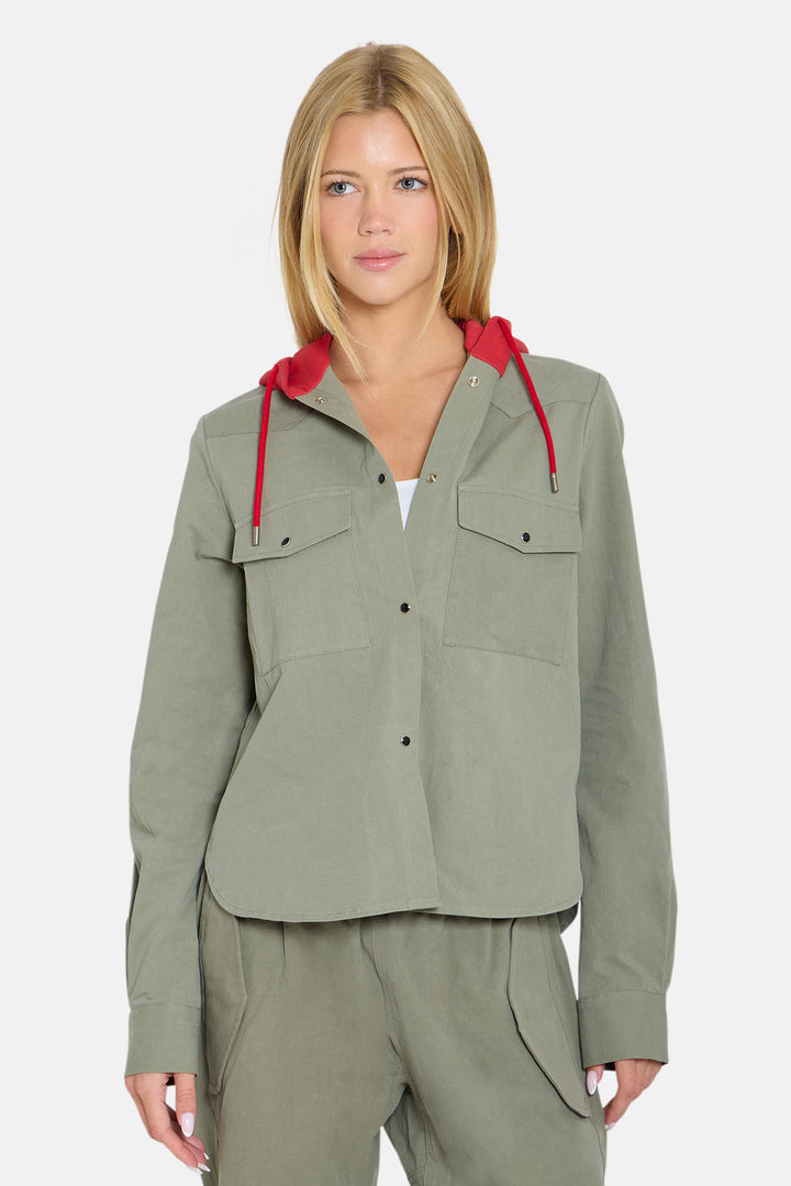 Brenda Shirt Army Green w/ Red Hood