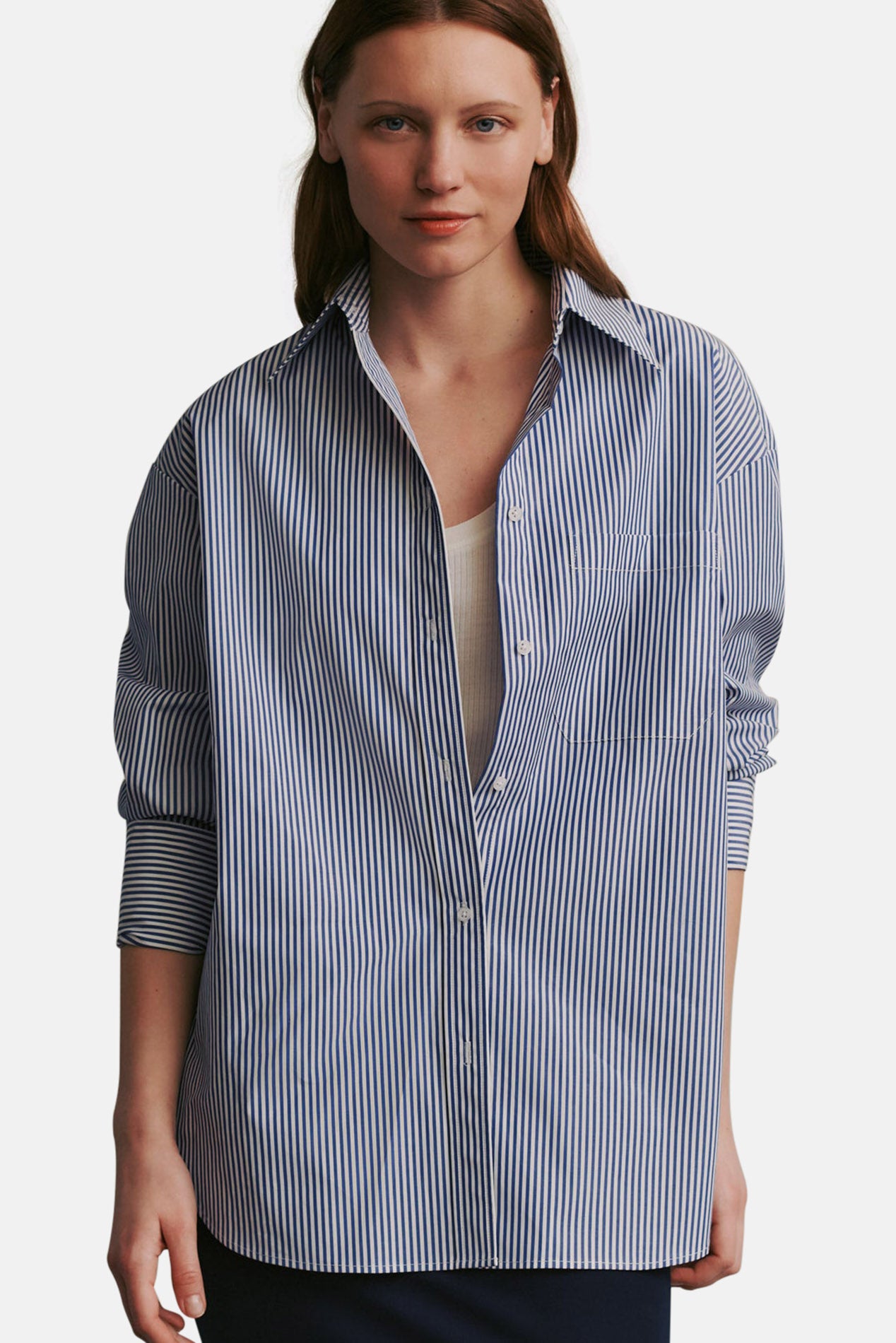 TWP Big Joe Shirt In Awning Lady Stripe White/Indigo – blueandcream