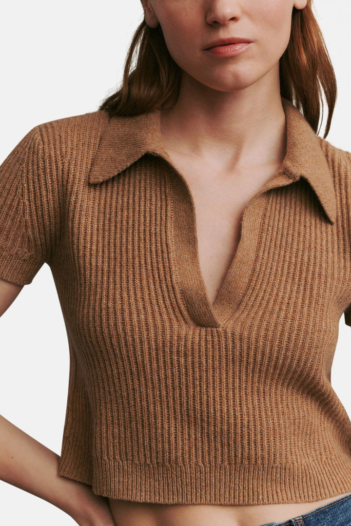 Margaux Polo Sweater In Cashmere Cognac