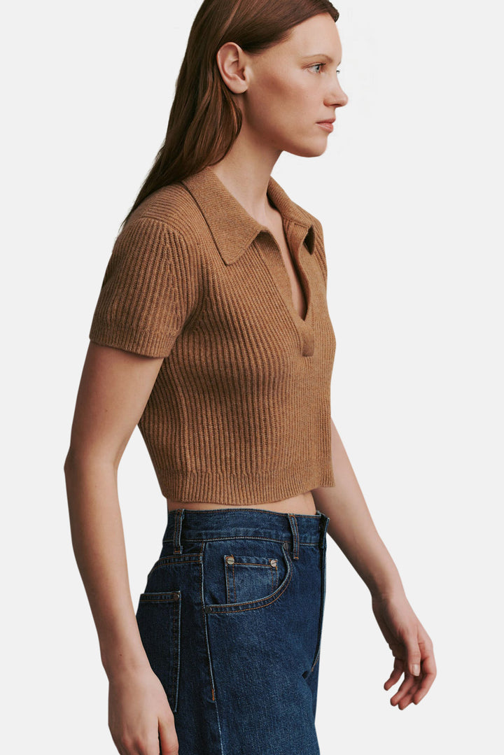 Margaux Polo Sweater In Cashmere Cognac