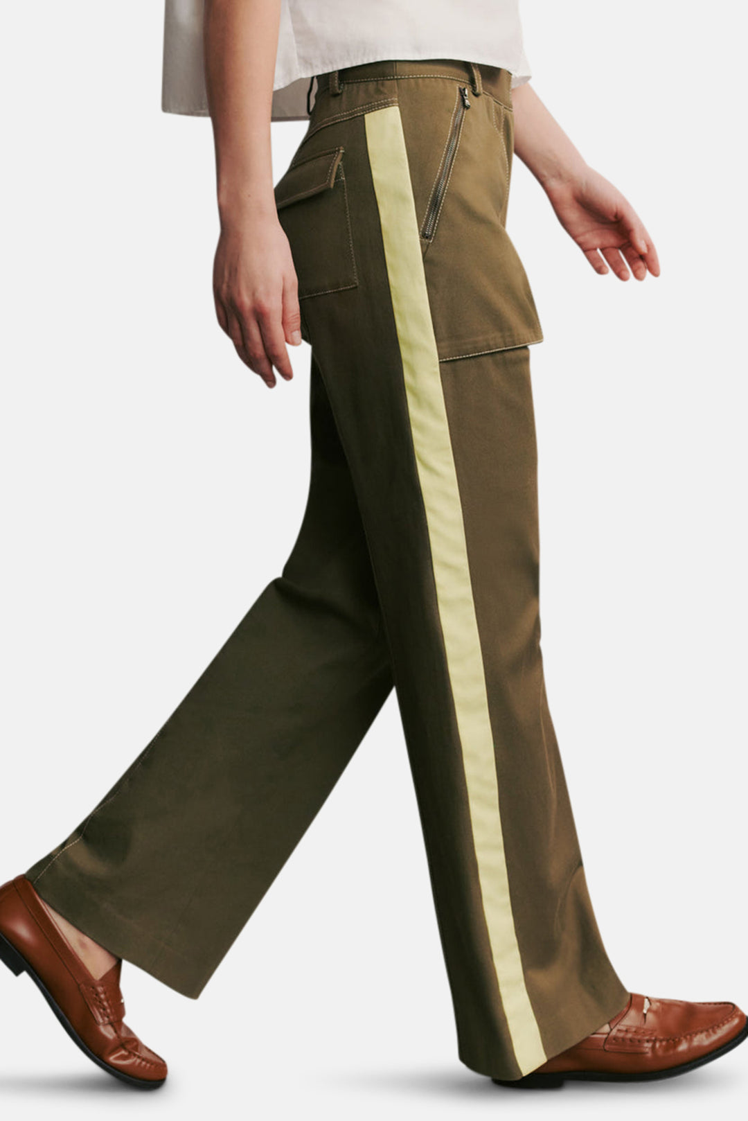 Isa Pant In Stretch Cotton Twill Dark Olive