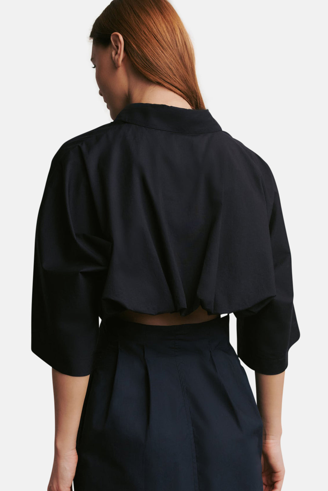 She Comes And Goes Top In Stretch Cotton Poplin Midnight