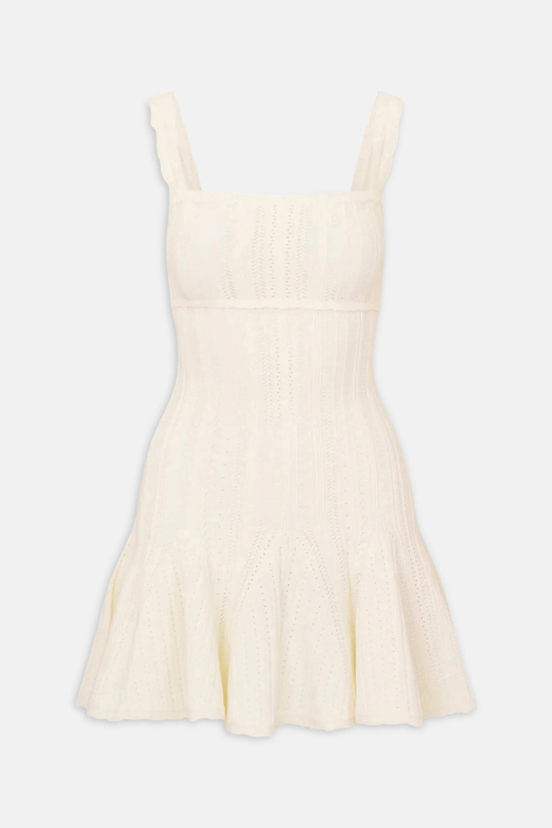 Tabatha Stretch Pointelle Mini Dress White Tea