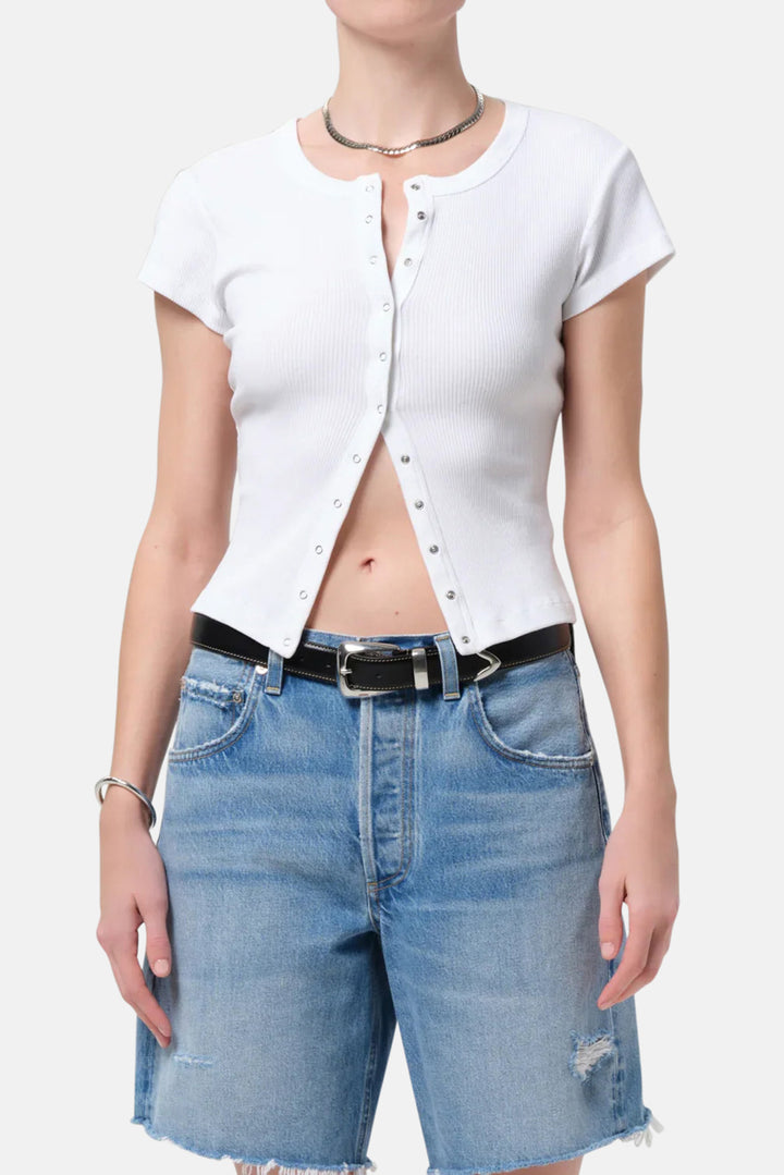 Tabi Short Sleeve Cardigan in White