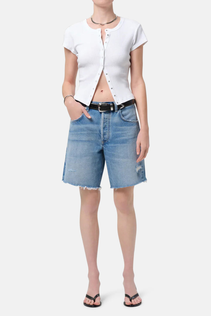 Tabi Short Sleeve Cardigan in White