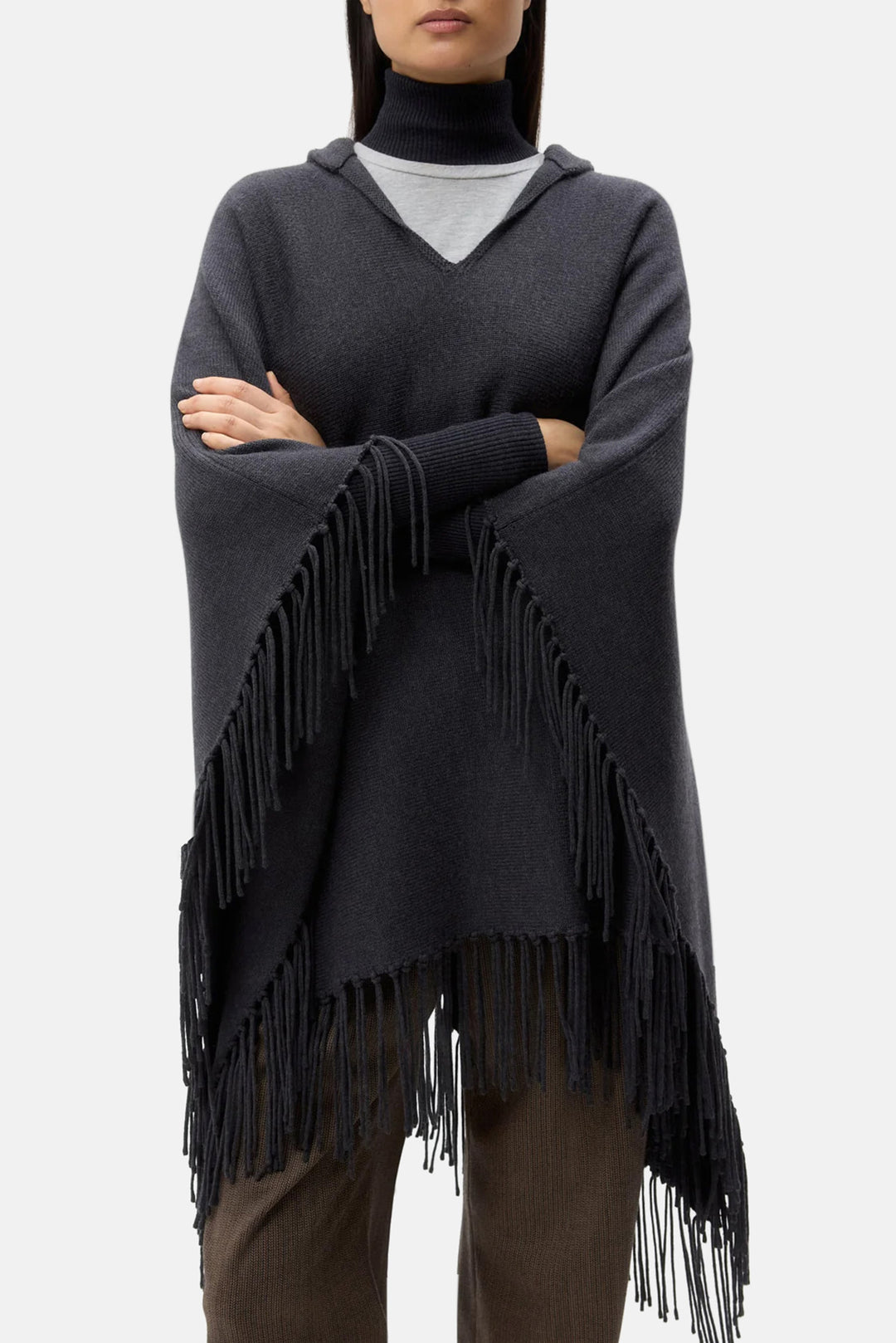 Take Me Home Poncho in Charcoal Heather Grey