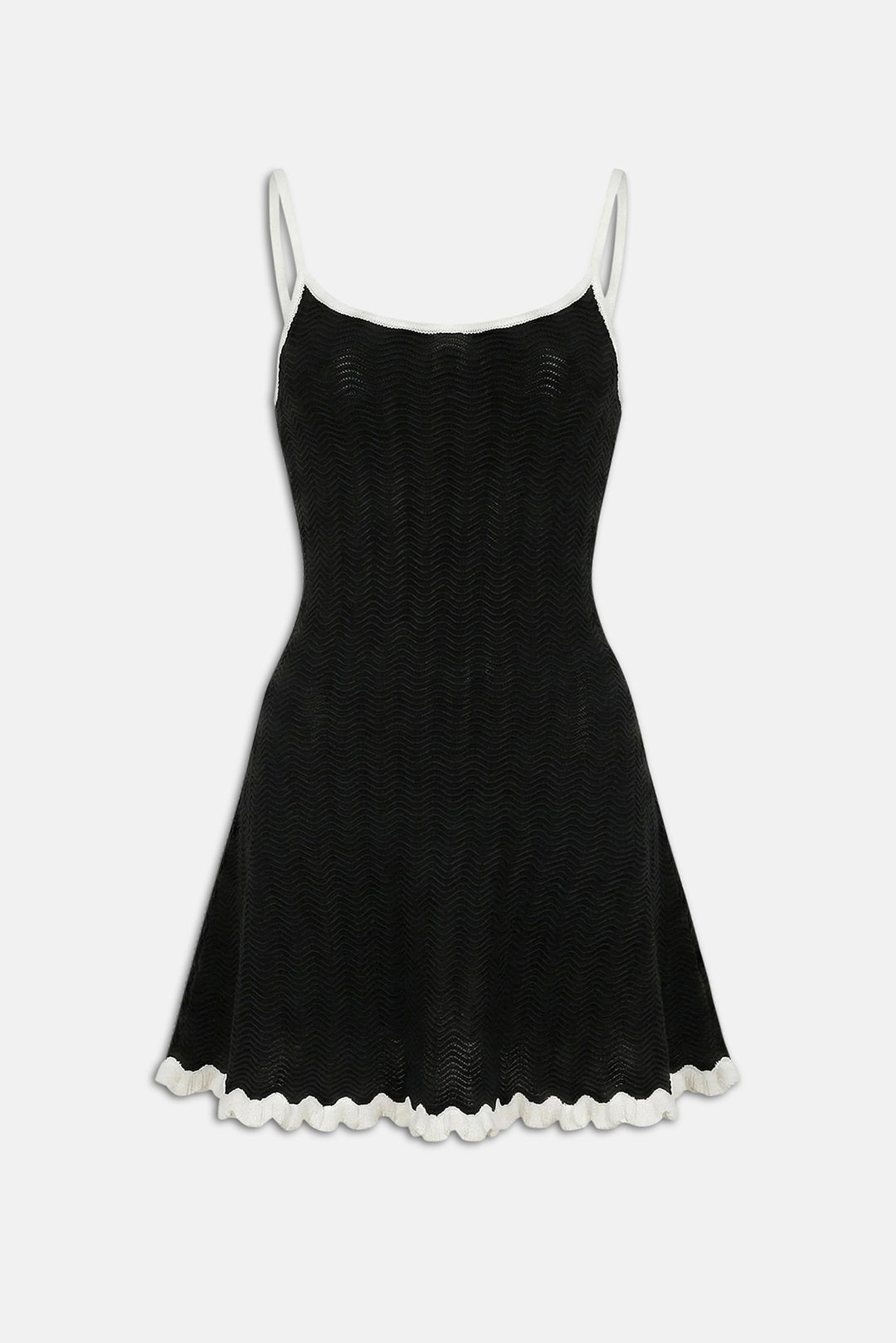 Talia Mini Dress Wavy Rib Noir / Brule