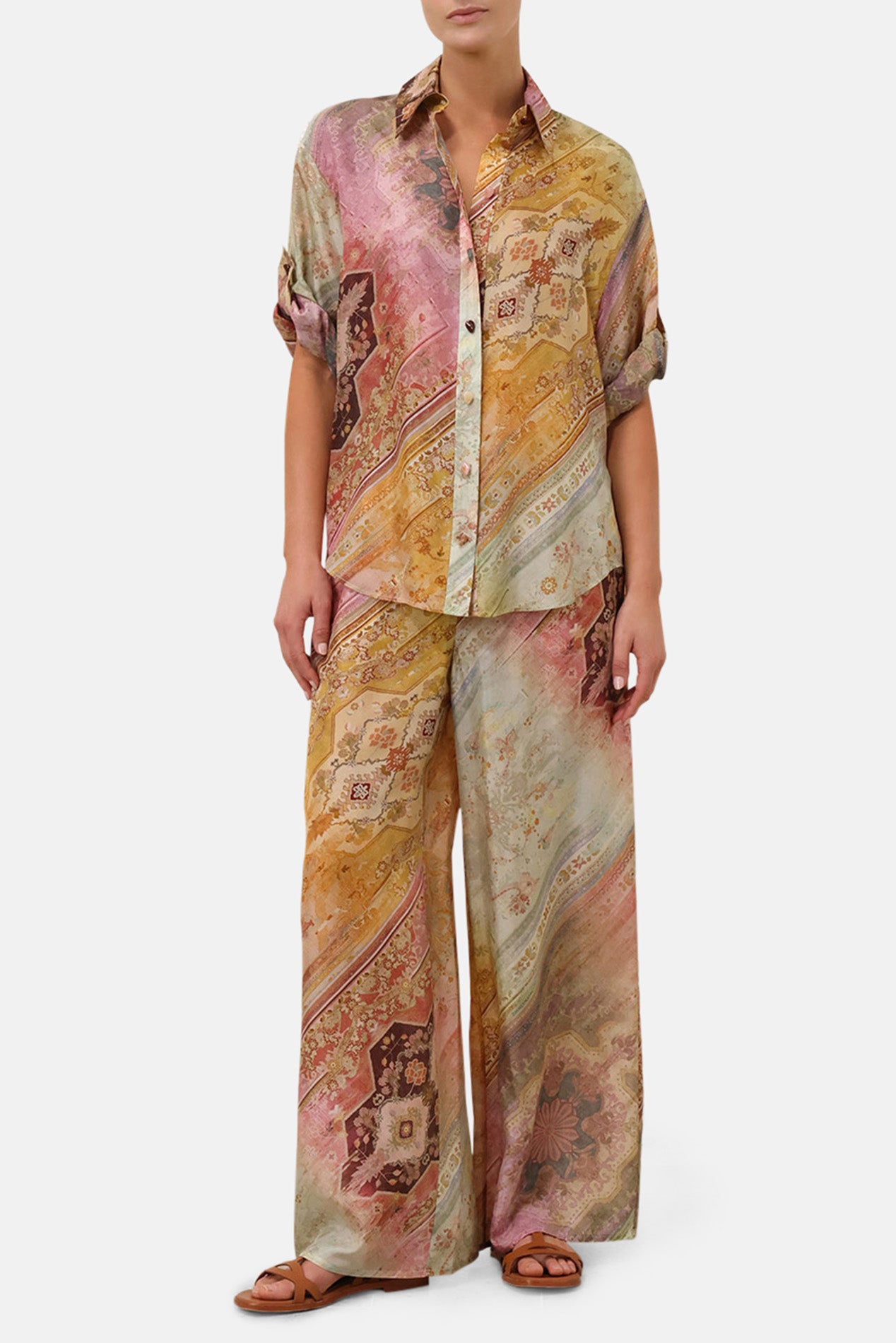 ZIMMERMANN パンツ Zimmermann - Illuminate Blue Agate Silk Pant | Mitchell Stores