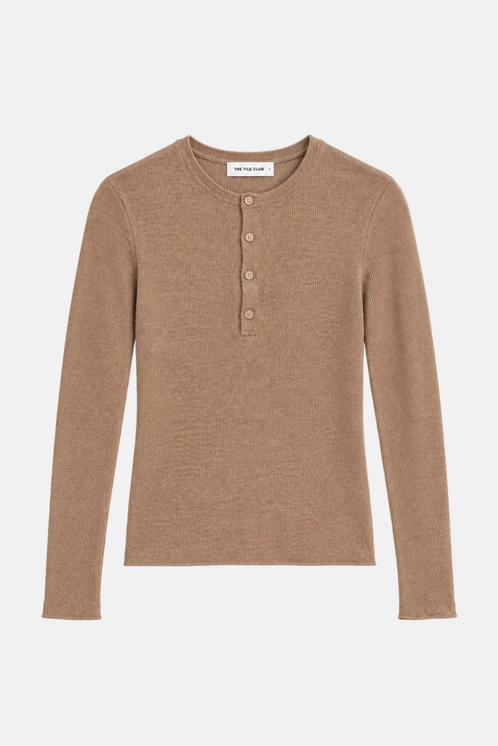 Sylvia Cashmere Henley Sweater Mink