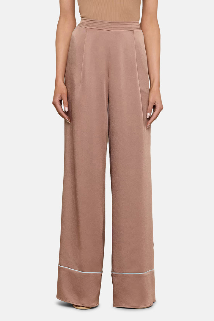 Tavia Satin Trouser Mocha Tan/Cool Blue