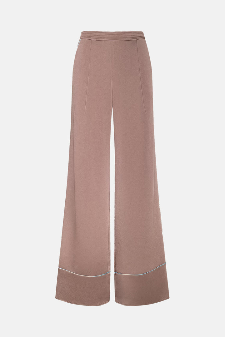 Tavia Satin Trouser Mocha Tan/Cool Blue