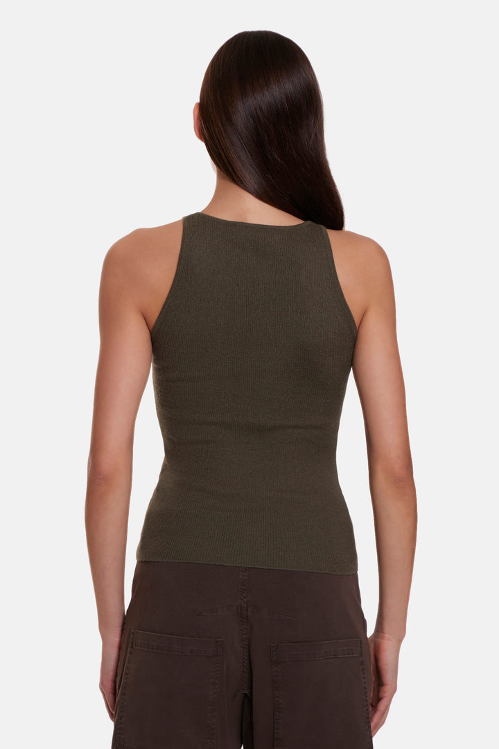 Tessa Cashmere Tank Army Green