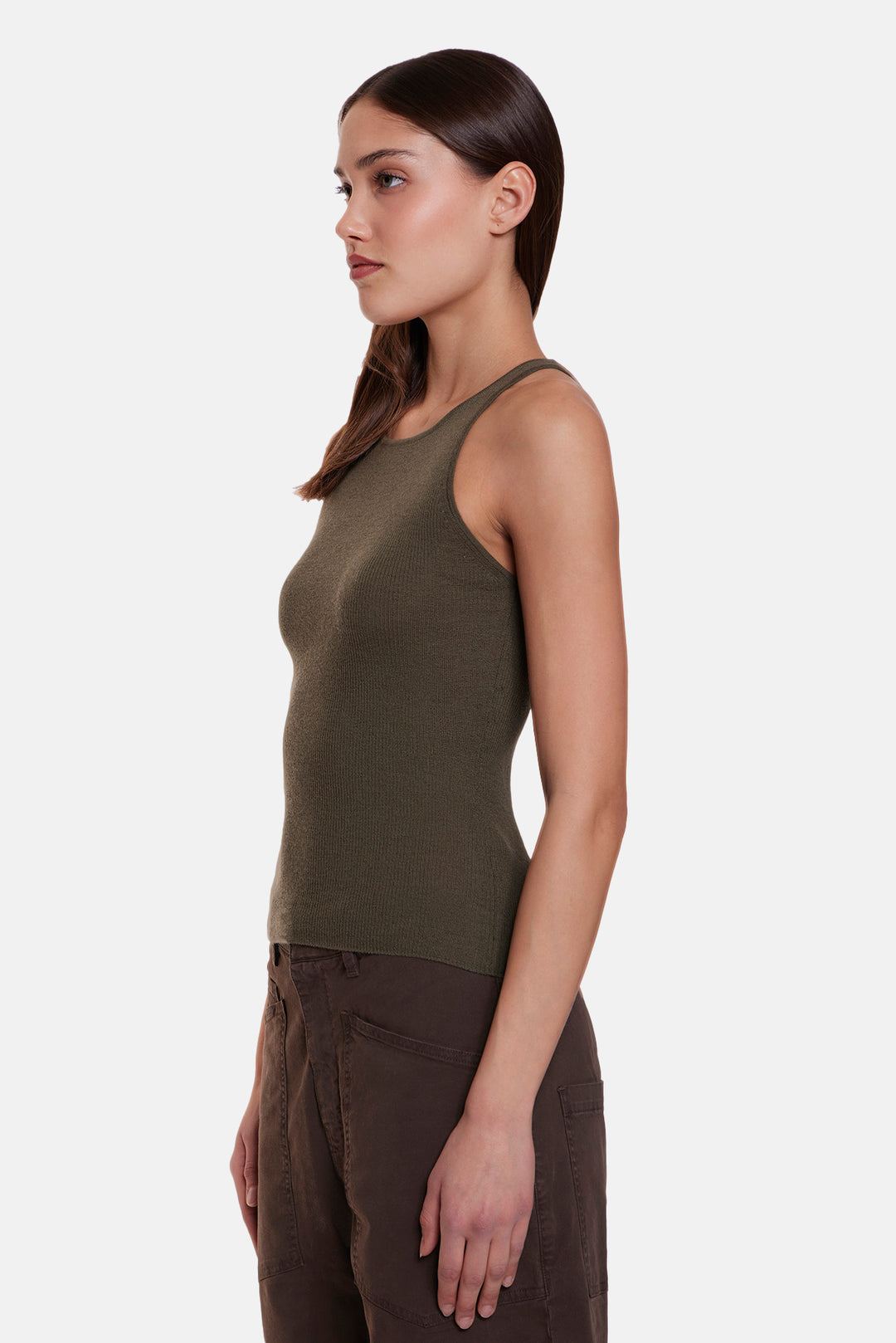 Tessa Cashmere Tank Army Green