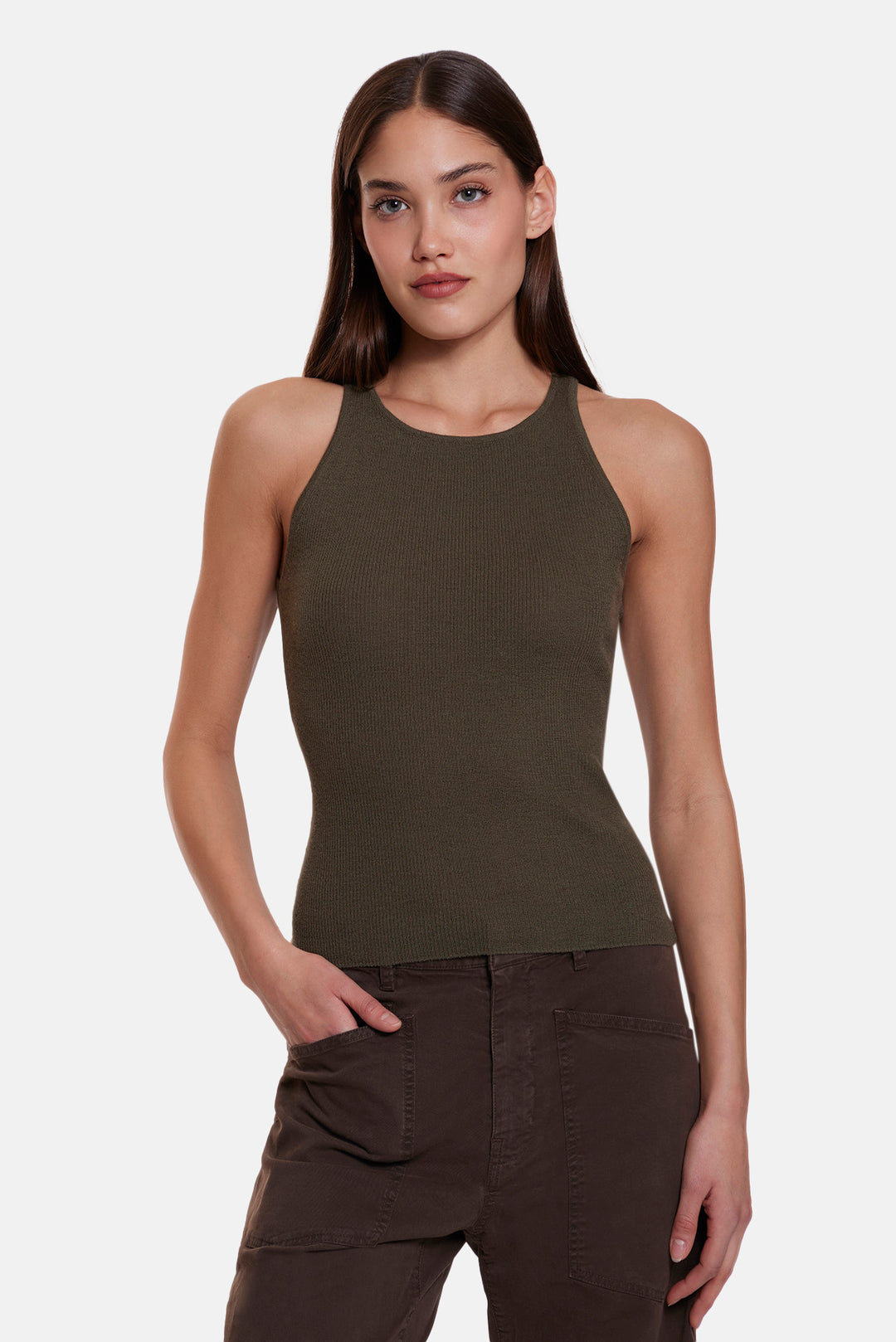 Tessa Cashmere Tank Army Green