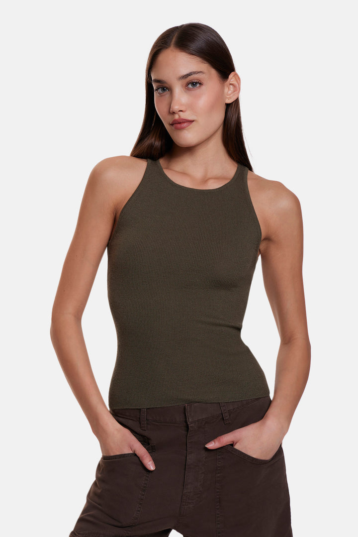 Tessa Cashmere Tank Army Green