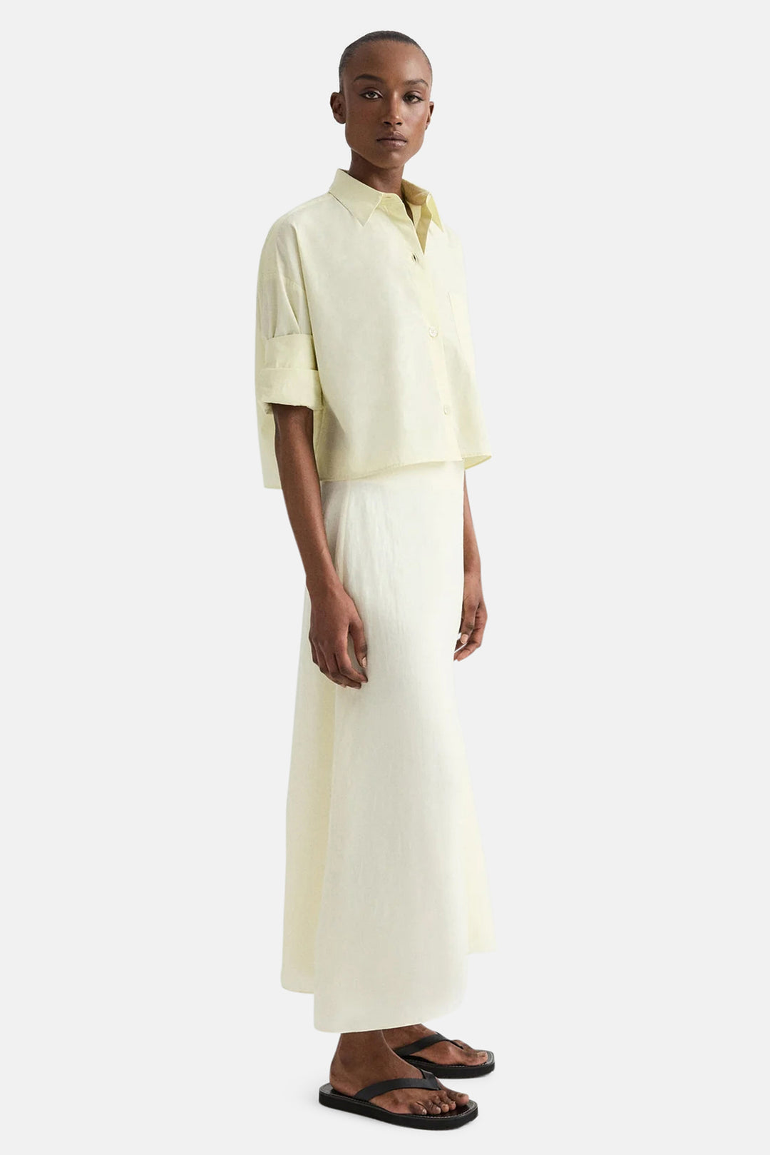 The A-Line Skirt in Linen Glass Green