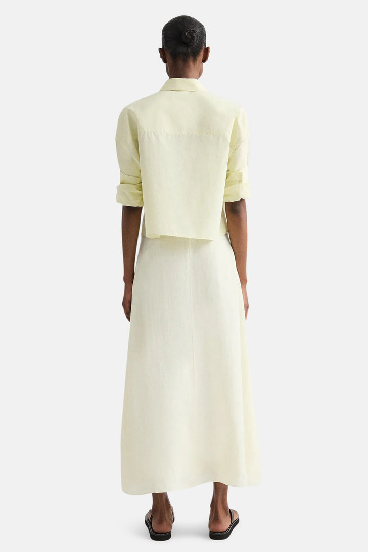 The A-Line Skirt in Linen Glass Green