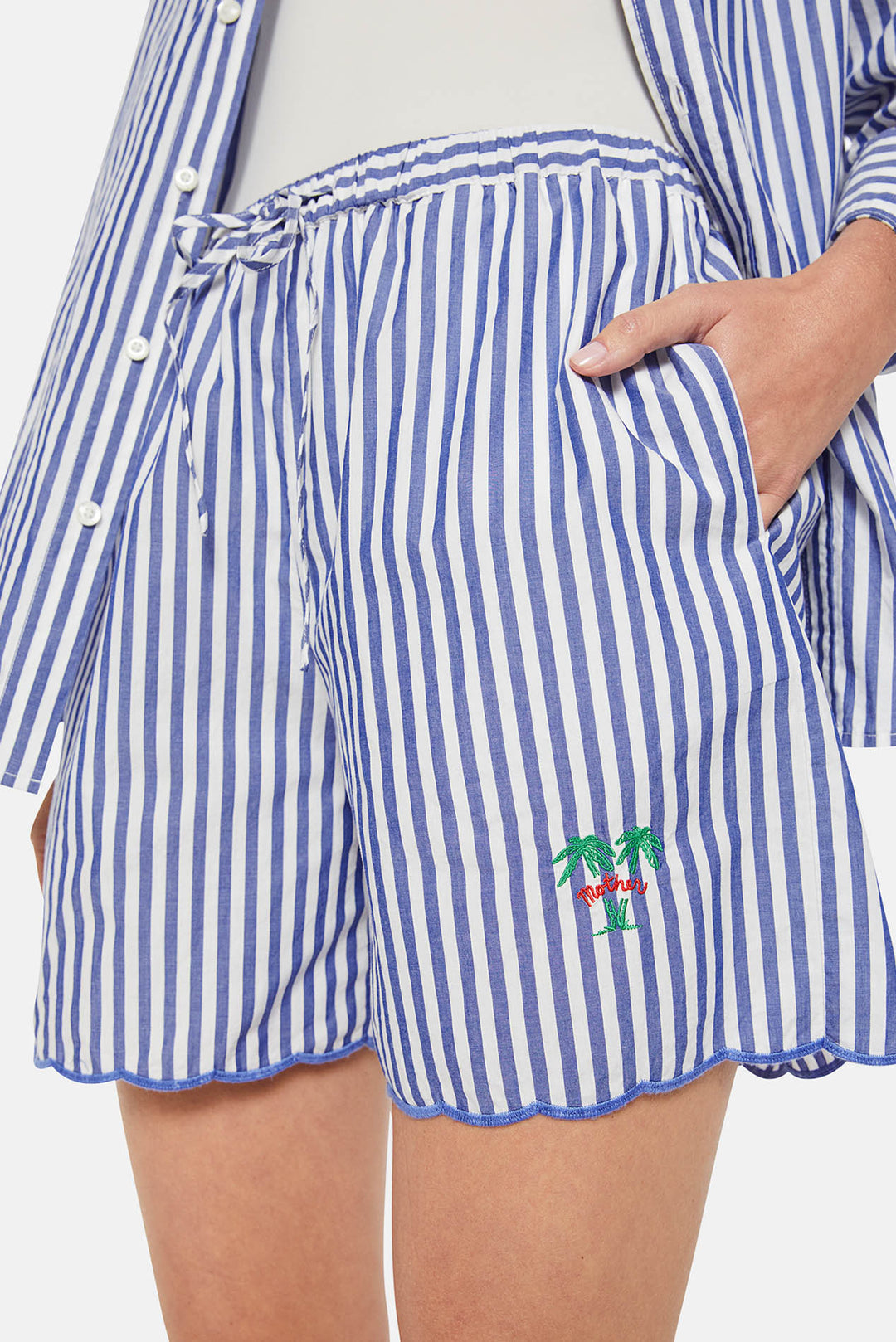 The Drawn Freeballer Short White And Blue Stripe