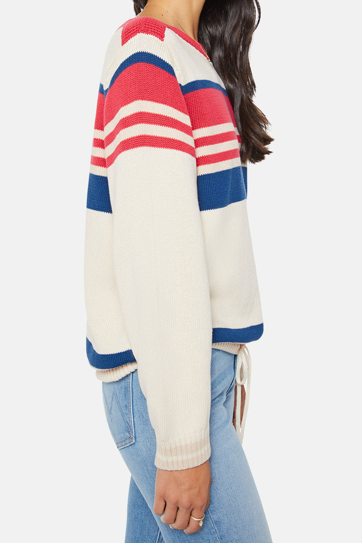 The L/S Skipper Ivory Red Multi Stripe