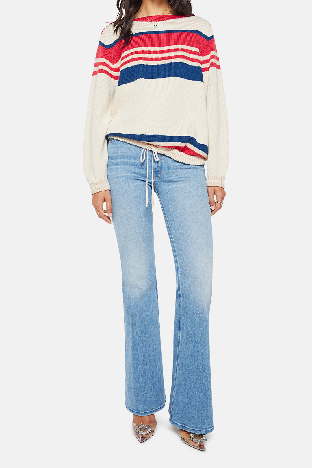The L/S Skipper Ivory Red Multi Stripe