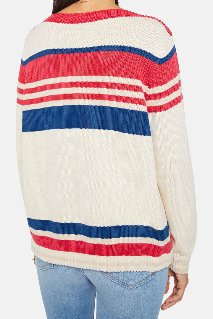 The L/S Skipper Ivory Red Multi Stripe