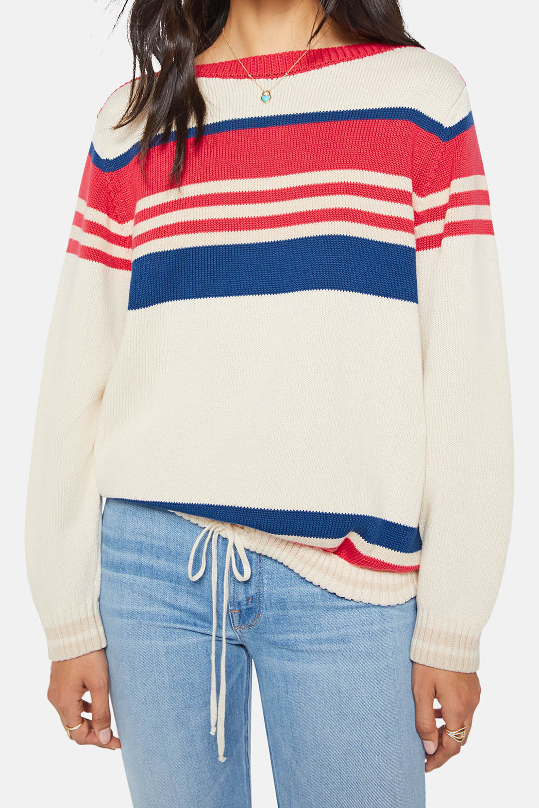 The L/S Skipper Ivory Red Multi Stripe