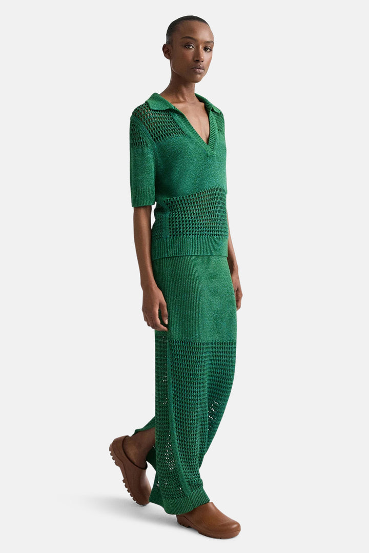 The Loophole Skirt in Silk Blend Yarn Martini Olive / Chesapeake Bay