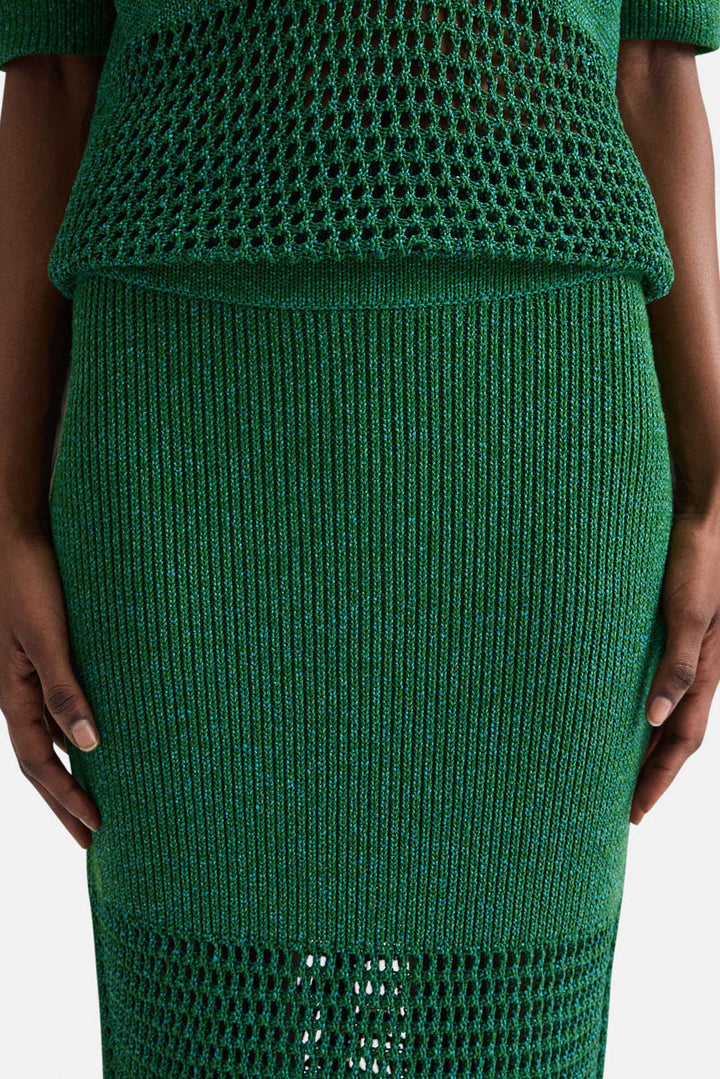 The Loophole Skirt in Silk Blend Yarn Martini Olive / Chesapeake Bay