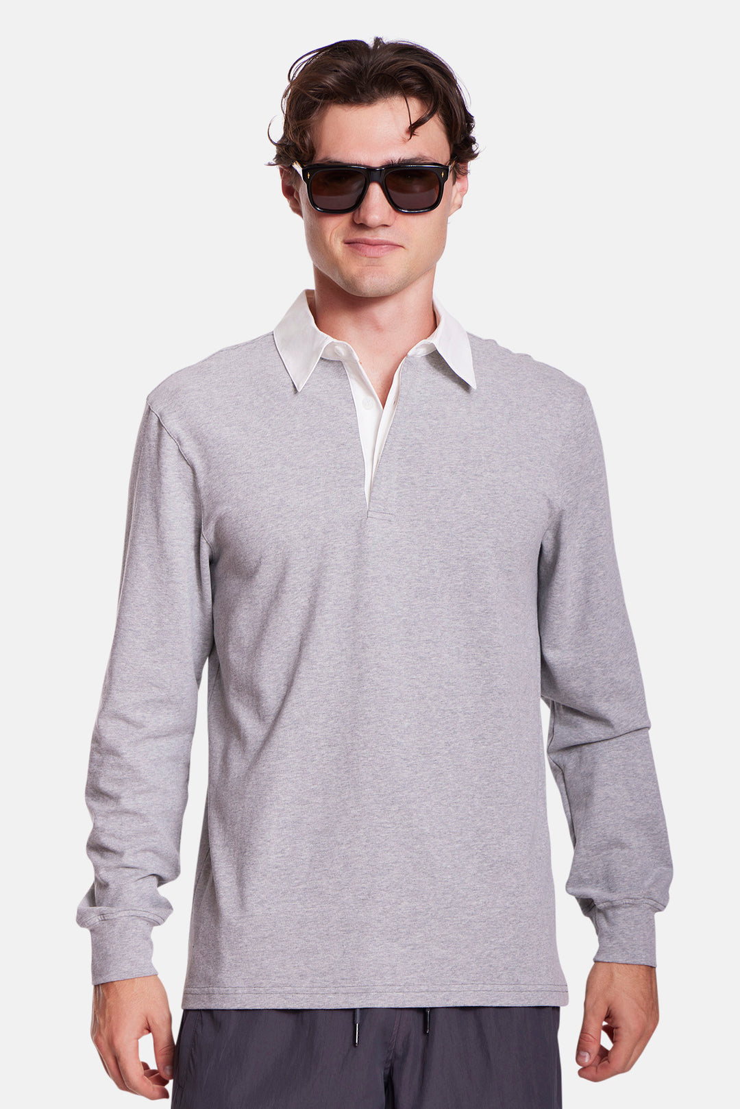 The Maseo Soft Rugby Heather Grey/White Collar