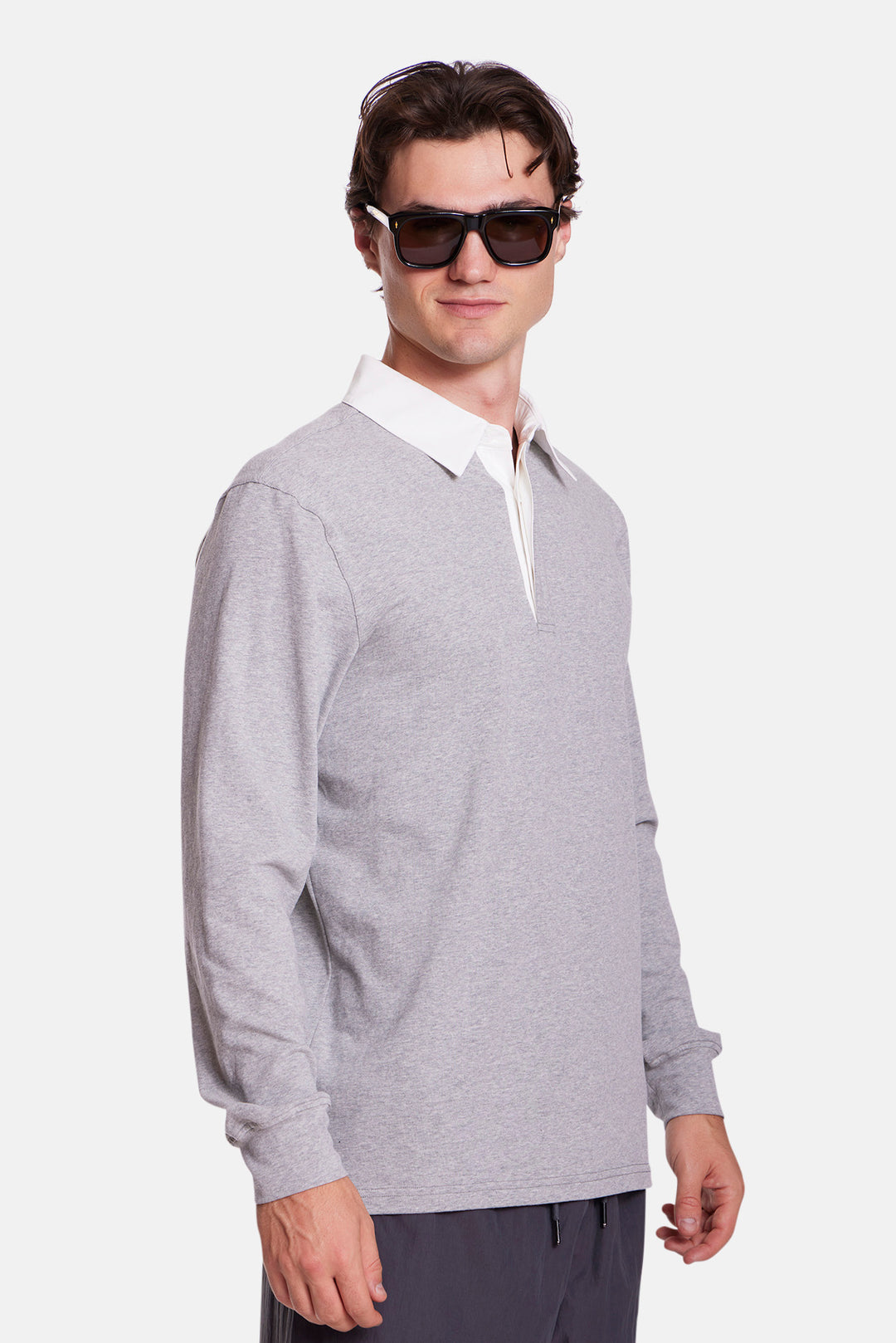 The Maseo Soft Rugby Heather Grey/White Collar